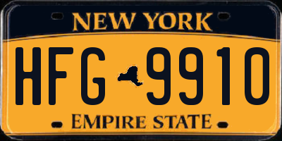 NY license plate HFG9910