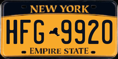 NY license plate HFG9920