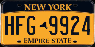 NY license plate HFG9924