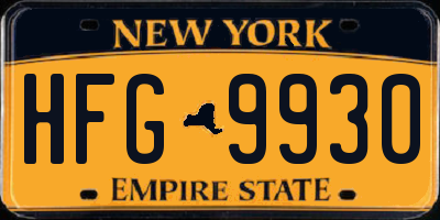 NY license plate HFG9930