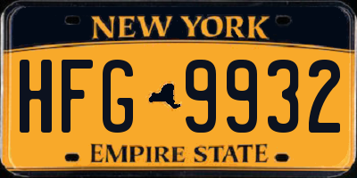 NY license plate HFG9932