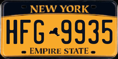 NY license plate HFG9935