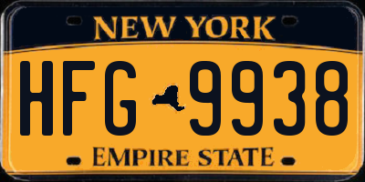 NY license plate HFG9938