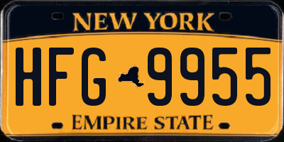 NY license plate HFG9955