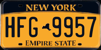 NY license plate HFG9957