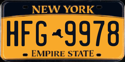 NY license plate HFG9978