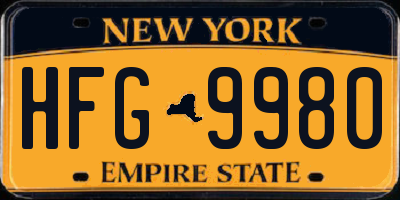 NY license plate HFG9980