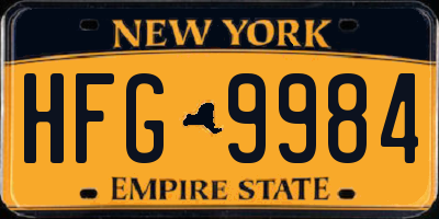 NY license plate HFG9984