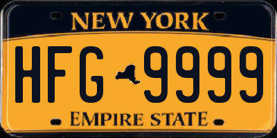 NY license plate HFG9999