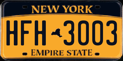 NY license plate HFH3003