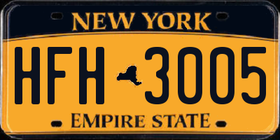NY license plate HFH3005