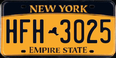 NY license plate HFH3025