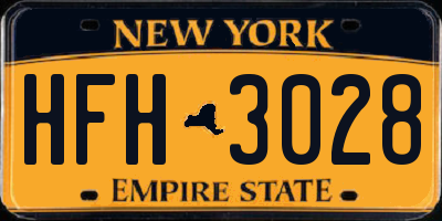 NY license plate HFH3028