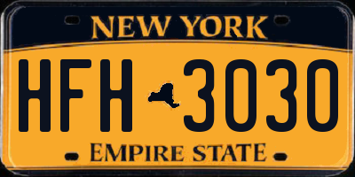 NY license plate HFH3030
