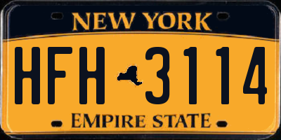 NY license plate HFH3114