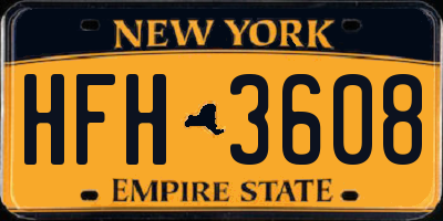 NY license plate HFH3608