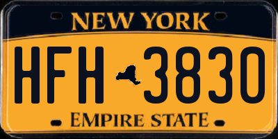 NY license plate HFH3830