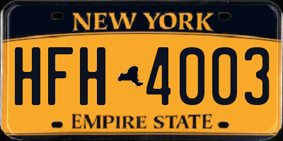 NY license plate HFH4003
