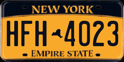NY license plate HFH4023