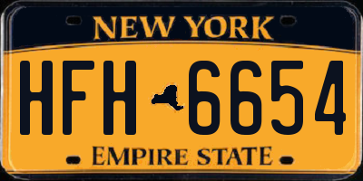 NY license plate HFH6654