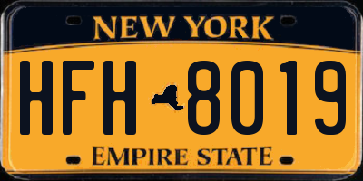 NY license plate HFH8019