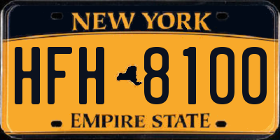 NY license plate HFH8100