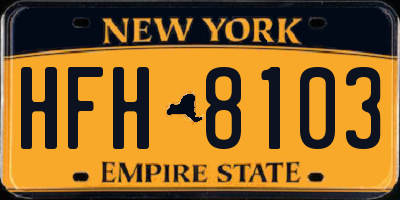 NY license plate HFH8103