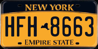 NY license plate HFH8663