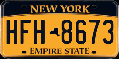 NY license plate HFH8673