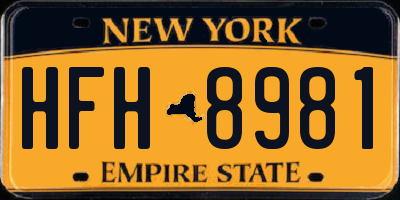 NY license plate HFH8981