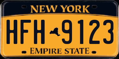 NY license plate HFH9123