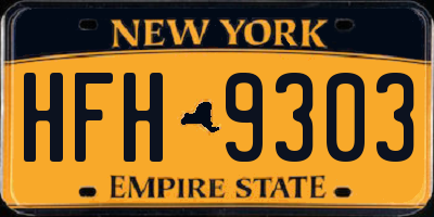 NY license plate HFH9303