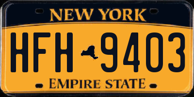 NY license plate HFH9403