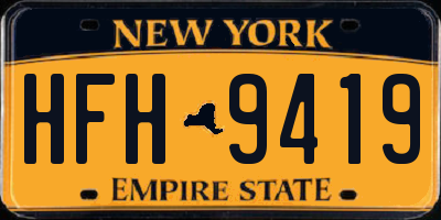 NY license plate HFH9419