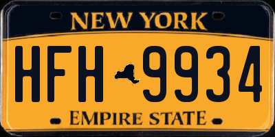 NY license plate HFH9934