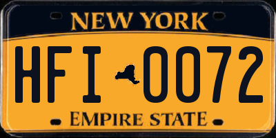 NY license plate HFI0072