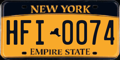 NY license plate HFI0074
