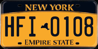 NY license plate HFI0108