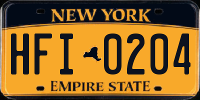 NY license plate HFI0204