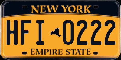 NY license plate HFI0222