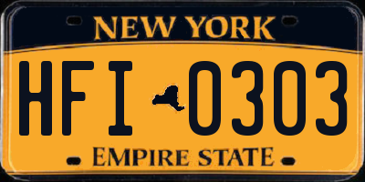 NY license plate HFI0303
