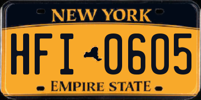 NY license plate HFI0605