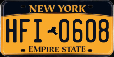 NY license plate HFI0608