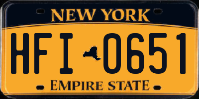 NY license plate HFI0651