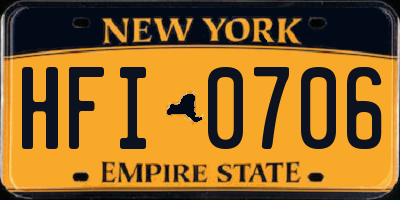 NY license plate HFI0706