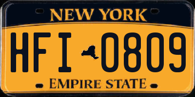 NY license plate HFI0809