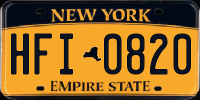 NY license plate HFI0820
