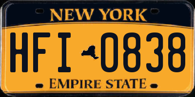 NY license plate HFI0838