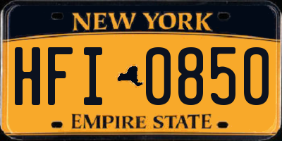 NY license plate HFI0850