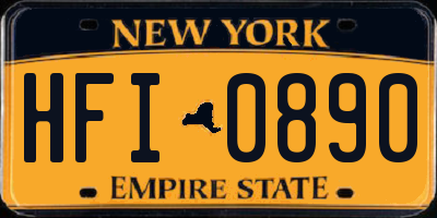 NY license plate HFI0890